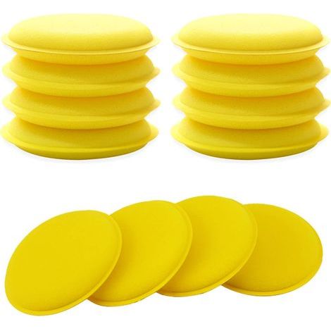 Éponge de polissage de voiture, tampons d'applicateur de cire de voiture 12 pièces Tampons de polissage en microfibre pour le verre automatique de véhicule de voiture propre (jaune) (1/5)
