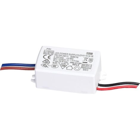 convertisseur électronique - pour éclairage led - 12 volts dc - 18w - ip20 - europole 44200