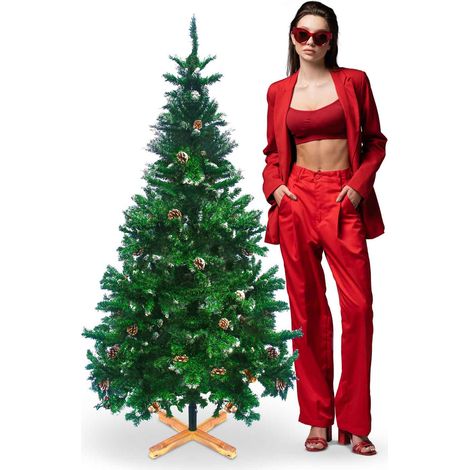 Prancer - Tannenbaum mit Schnee und Tannenzapfen ü85 x150H cm, 450 Spitzen und 32 Zapfen