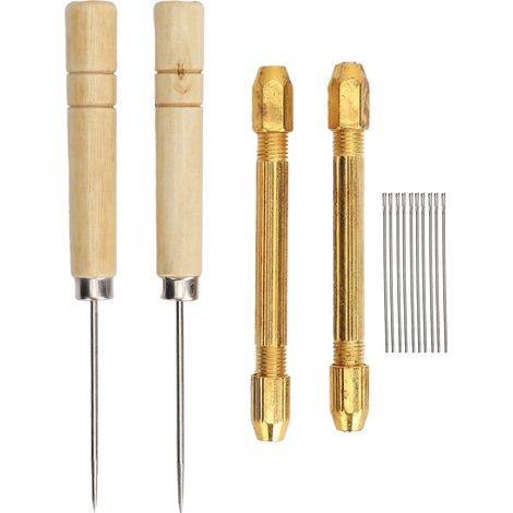 Lot de 10 porte-mèches pour poupée avec aiguille 0,8mm, 2 poinçons en bois, manche en alliage, outils de rerooting de cheveux (1/5)