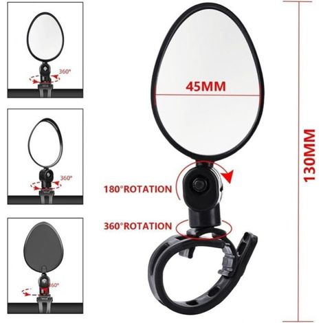 2 Pièces Retroviseur Velo,Miroirs de Vélo,360° Réglable,pour Guidon 15-35mm,Retroviseur Velo Guidon,Rétroviseur Vélo pour Cyclisme,VTT,Trotinette Electrique (gauche + droite)