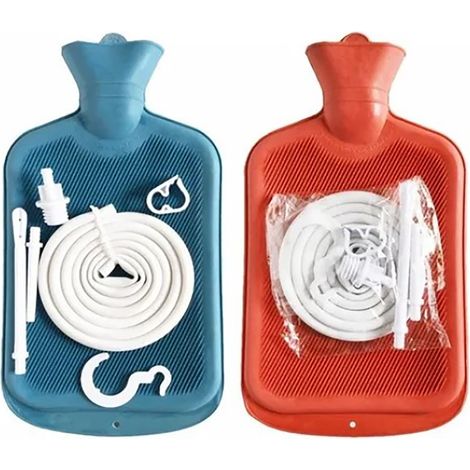 Kit de Détoxification Intestinale avec Sac de Lavement 2L, Tuyau Long et Régulateur de Débit, Accessoire de Nettoyage du Côlon en Bleu (1/5)