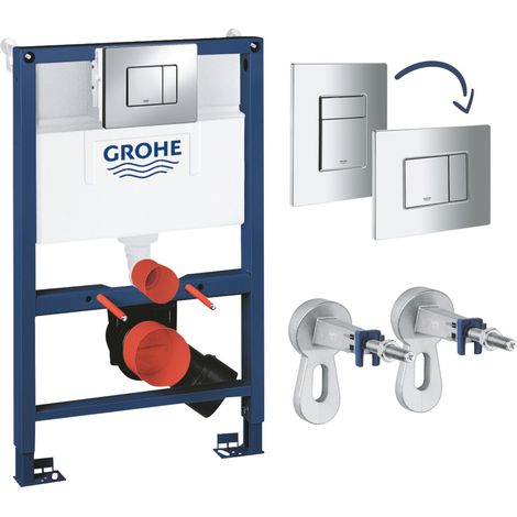 Grohe Rapid Low Height 0.82m Wall Hung Toilet Frame Dual Flush Concealed Cistern - Chrome Plate (1/3)
