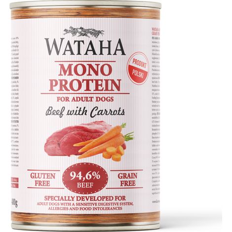 Wataha monoproteína para perros adultos, 94,6 % carne de res con zanahorias, 400 g
