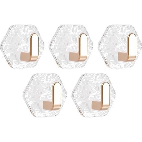 Set di 5 ganci adesivi da parete, porta asciugamani da bagno, gancio porta asciugamani da cucina in acciaio inossidabile impermeabile, gancio autoadesivo antiruggine, non richiede foratura (oro rosa) (1/5)