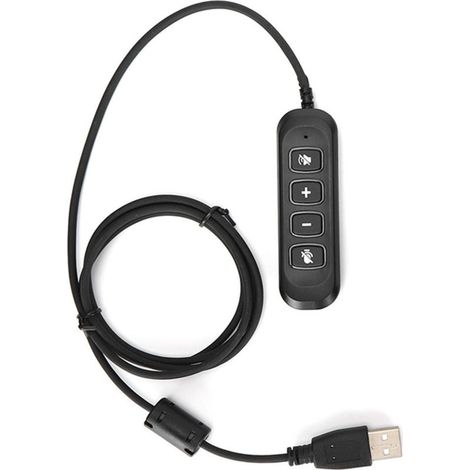Câble adaptateur USB H901 avec prise QD, volume réglable pour casque centre d'appels, compatible équipement casque 3,5 mm, noir (1/5)