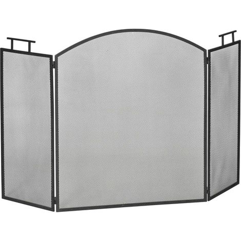 Sécuriser le Foyer contre les Braises Pare-Feu de Cheminée Pliable en Fer Écran 3 Panneaux avec Poignées (1/5)