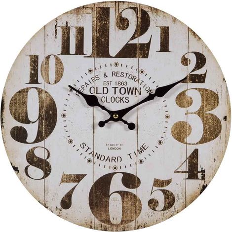 Reloj de pared de madera blanco d34x2 (1/5)