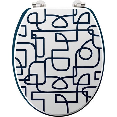 Couvercle de toilettes imprimé "Labyrinthe" 46 cm Blanc (1/5)