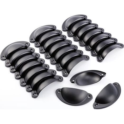 Set mit 24 Schrankgriffen – Retro-Muscheldesign – Schwarz – Antik-Modell – 82 mm – Ywey (1/5)