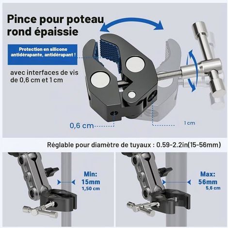 Support Tendak - Pour iPad Et Tablettes - Fixation Sur Tube Ou Surface Plane - Rotation 360° - Compatible iPad Pro 12,9 Pouces Air Surface Pro Galaxy Tab - 1 Pièce (1/5)