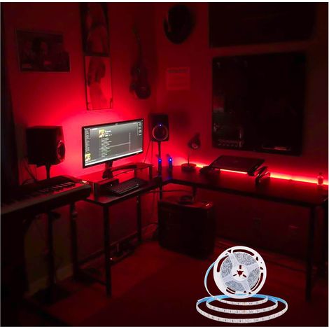 Striscia Led Luce rossa 5Mt 8W 24V SMD 2835 Autoadesiva telecomando Interruttore (1/5)