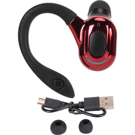 Casque Bluetooth 5.2 Mono avec Réduction de Bruit, Son Stéréo HD, Appels Clair, Étanche IPX4, Noir et Rouge (1/5)