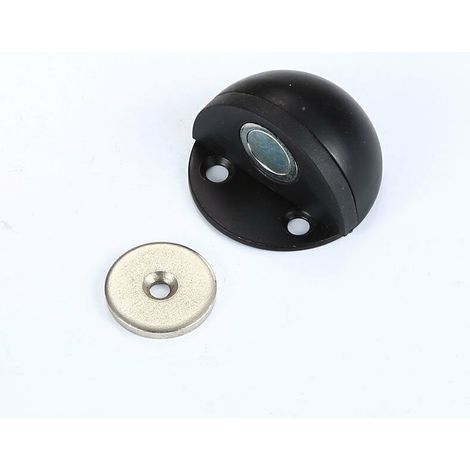 4 Pièces Arrêt de Porte Magnétique en Métal,Butées de Porte de Sol à Visser,Butoirs de Porte Auto adhésives Sans Percer pour Protection de Porte et Mur(Noir) (1/5)