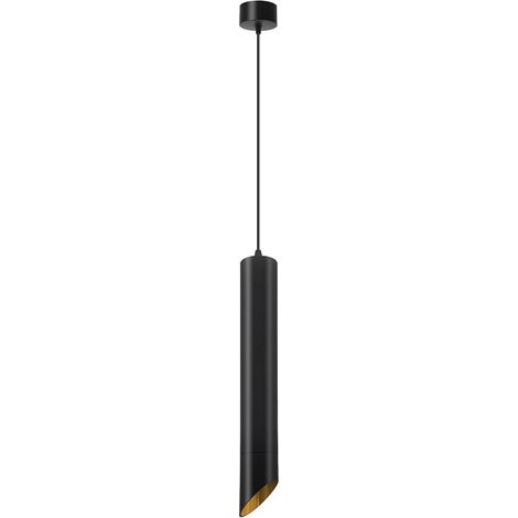 TRADE SHOP - Lampadario A Cilindro Asimmetrico Da Soffitto Nero Con Interno Oro Attacco Gu10 Ts187 - (1/5)