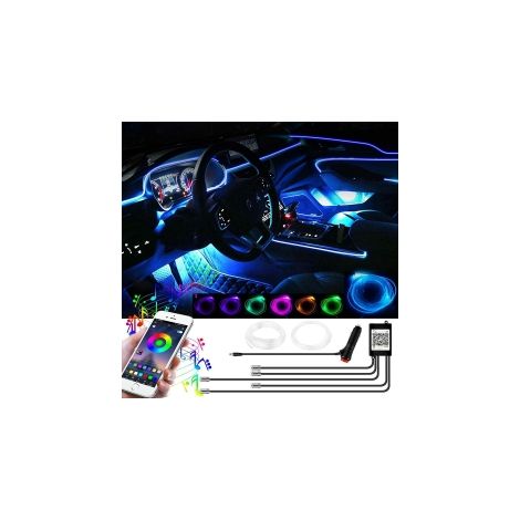 Ortviai – 6 m LED-Ambientebeleuchtung Auto, RGB – Innenraum-Lichtleiste mit App-Steuerung und Fernbedienung – kompatibel mit 12-V-Bordnetz von Pkw, SUV und Transporter (1/5)