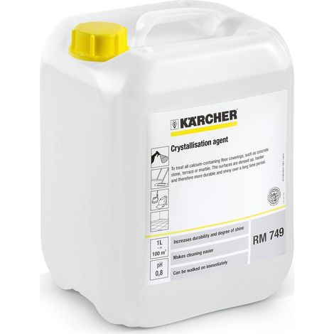 KARCHER Agent de Cristallisation FloorPro RM 749 62952840, Bidon de 10 L, pH 1, pour Sols Calcaires, Marbre et Terrazzo