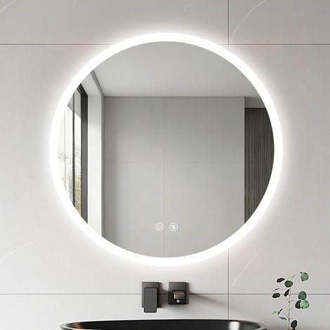 LUVODI Round Bathroom Mirror Anti Fog with Stepless Dimmable Backlit LED Vanity Mirror, 500mm (1/5)