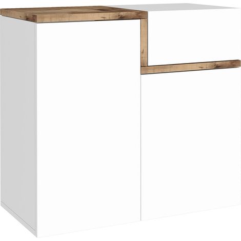 Scarpiera 2 Ante Battenti 1 Antina a Ribalta 80x40x80,1 cm Zet Bianco Lucido e Acero Pereira (1/4)