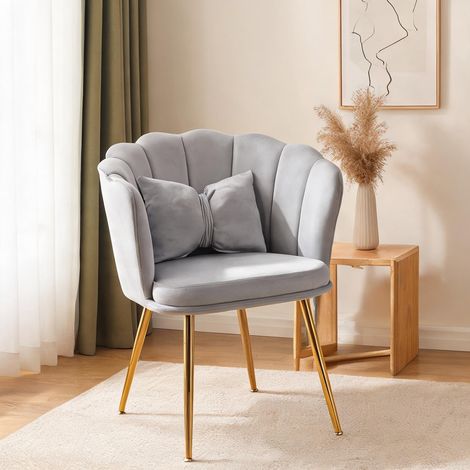 Fauteuil coloris gris en velours 63 x 58 x 77 cm (1/5)