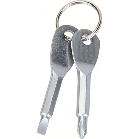 Tournevis, mini tournevis clé multifonction, compact et portable, idéal pour le voyage, l’EDC et l’outdoor, avec anneau porte-clés, argent (1/5)