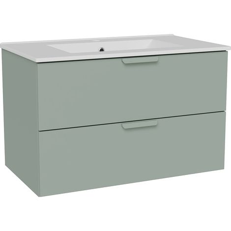 Mobile bagno sospeso con lavabo da incasso Verde mandorla L80 cm – AVORELI (1/5)