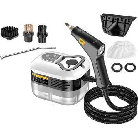 Nettoyeur vapeur portatif, nettoyeur vapeur portable 1500 W, nettoyeur vapeur, nettoyeur haute température, nettoyeur désinfectant (ensemble de 8 pièces) Modèle CNC - Blanc (1/5)