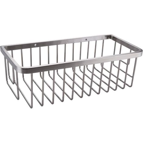 Wandmontierter Duschkorb aus massivem, gebürstetem Edelstahl für Badezimmer, CS004