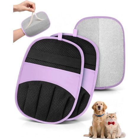 Lot de 2 Gant Anti Poils Animaux (Violet)Gant Électrostatique à Paume Antistatique pour Chats & Chiens,Taille Universelle,Réutilisable Gant Ramasse Poils Canapé,Tapis,Siège Auto,Vêtement (1/5)