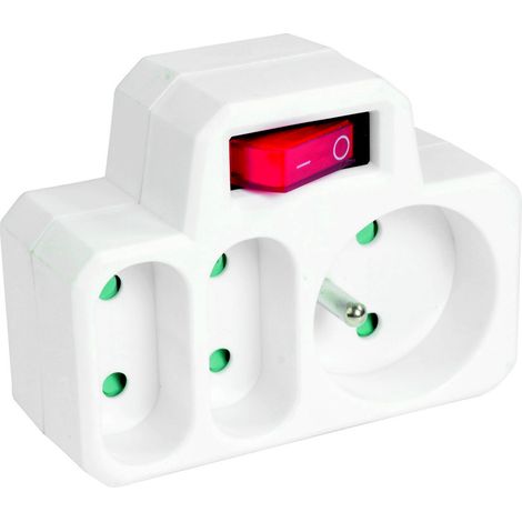 Triplite mixte 1X16A + 2X6A avec interrupteur