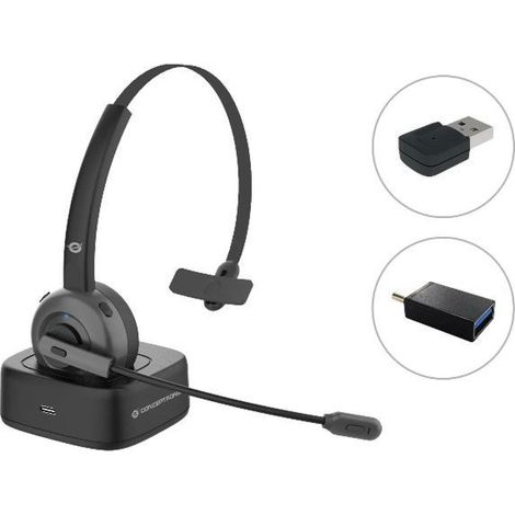 Conceptronic POLONA03BDA écouteur/casque Écouteurs Sans fil Arceau Bureau/Centre d'appels Bluetooth Socle de chargement Noir (1/2)