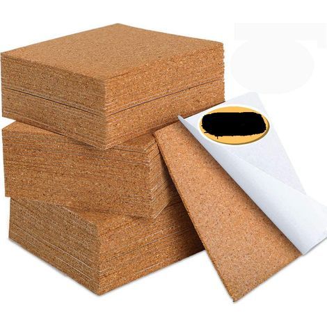 Selbstklebende Korkquadrate, 110 Stück, 4 x 4 Zoll Korksperrholz (1/5)