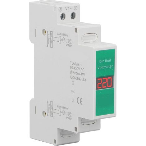 TONGOU DIN-Schienen-Spannungsmesser, intelligentes digitales LCD-Wechselspannungsmessgerät, 1-phasig, 60–450 V (1/5)