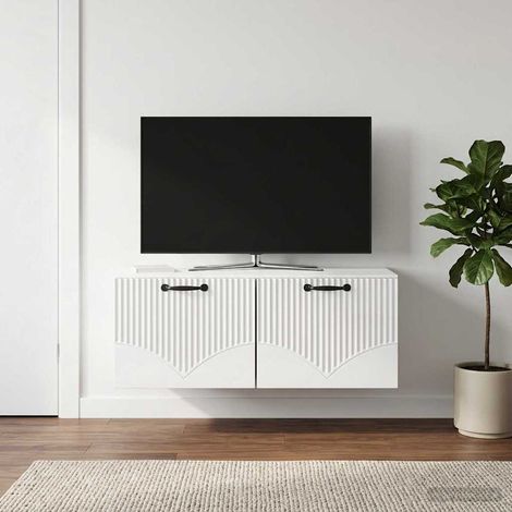 Wandmontierter TV-Schrank Hochglanz Weiß 78,5 x 41 x 30 cm (1/5)