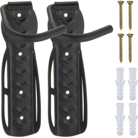 Relaxdays Support vélo mural en lot de 2, charge maximale : 25 kg, suspension verticale, métal (acier), noir (1/5)