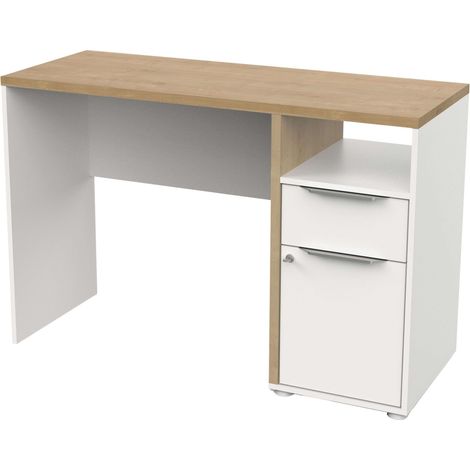 Table de bureau Acces en chêne Hamilton et blanc mat 117 cm (1/5)