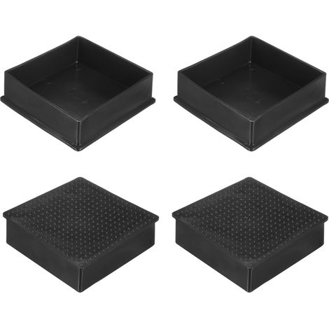 Lot de 4 capuchons carrés en PVC pour pieds de meubles, 100 mm, pour chaises/table/lit, protection de sol en bois dur (1/5)
