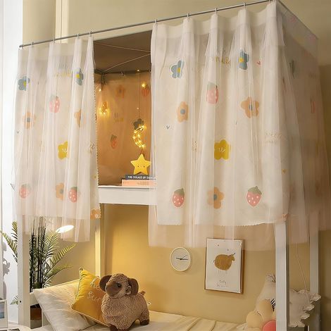 Rideau de Lit Superposé Dortoir Rideau Occultant pour Lit Mezzanine Protection de l'intimité Tente de Lits Anti-Poussière Anti-Moustiques Ciel de Lits Voilage pour Chambre Étudiant Enfant 1,35 x 2 m (1/5)