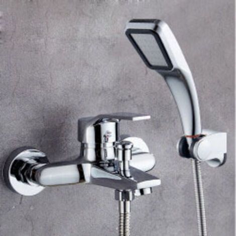 Badewannenarmatur mit Handbrause, Wasserfall-Badewannenarmatur, 1 flexibler Schlauch, für Badewanne, silber (1/5)