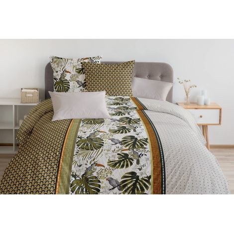 Housse de Couette 3 Pièces 100% Coton 57 Fils 2 Personnes 220x240 cm Cerrado Vert Pistache (1/3)