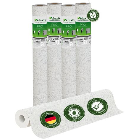 Veluxis® Papier peint intissé PRO 10,05 m x 0,53 m (texture irrégulière lissée à la truelle, lot de 4) – excellent rapport qualité-prix, idéal pour les grandes surfaces et les plafonds – Fabriqué en A