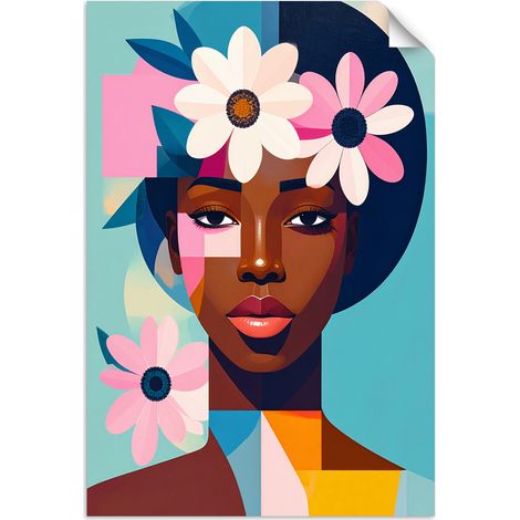 Selbstklebendes Poster – Wandsticker Porträt einer Frau im Bauhaus-Stil 20x30 cm (1/3)