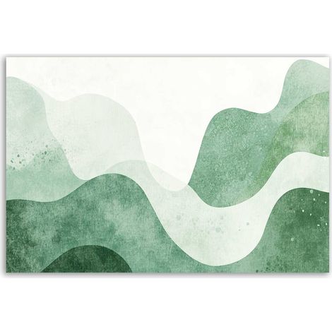 Tableau abstrait vagues vertes panoramique