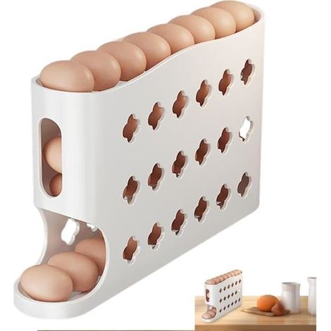 Distributeur D'œufs Pour Réfrigérateur,Rangement Oeufs Frigo,Porte Œufs À Roulement Automatique À 4 Niveaux,Distriuteur Oeuf Frigo (1/4)