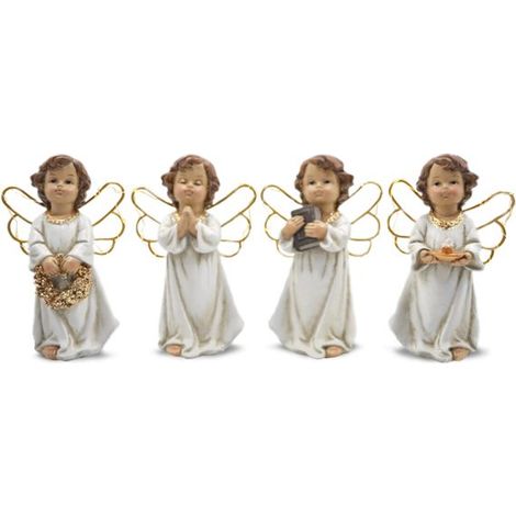 Decorazione Casa Natalizia Angelo in Resina con Luce 18 cm 4 Modelli
