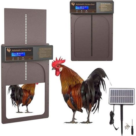 Porte de poulailler automatique minuterie à énergie solaire IP45 étanche en aluminium volaille portes automatiques de poulailler, Écran LED Programmable (1/4)