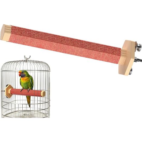 Chauffage d'oiseau thermostatique ignifugé pour cage Perchoir chauffant à température constante pour perroquet, perruche, pinson, canari, ara, intérieur et extérieur, hiver, temps froid
