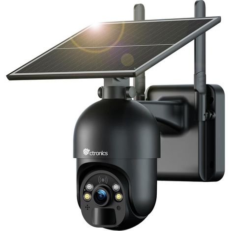 Ctronics Caméra de Surveillance Solaire 4G LTE 2,5K – PTZ 355°/90°, Détection PIR Humaine, Audio Bidirectionnel, Sans Fil, IP66