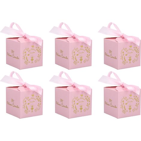 Boîte à cadeaux en papier 50 pièces, rose, petite boîte à bonbons décorative et inoffensive, idéale pour fêtes et mariages (1/5)