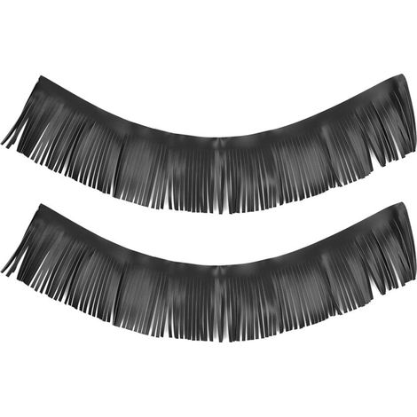 Franges Rétro pour Motocyclette - 2 Pièces pour Pédales et Sacoches, Tissu Cuir Artificiel, Longueur 70cm, Noir